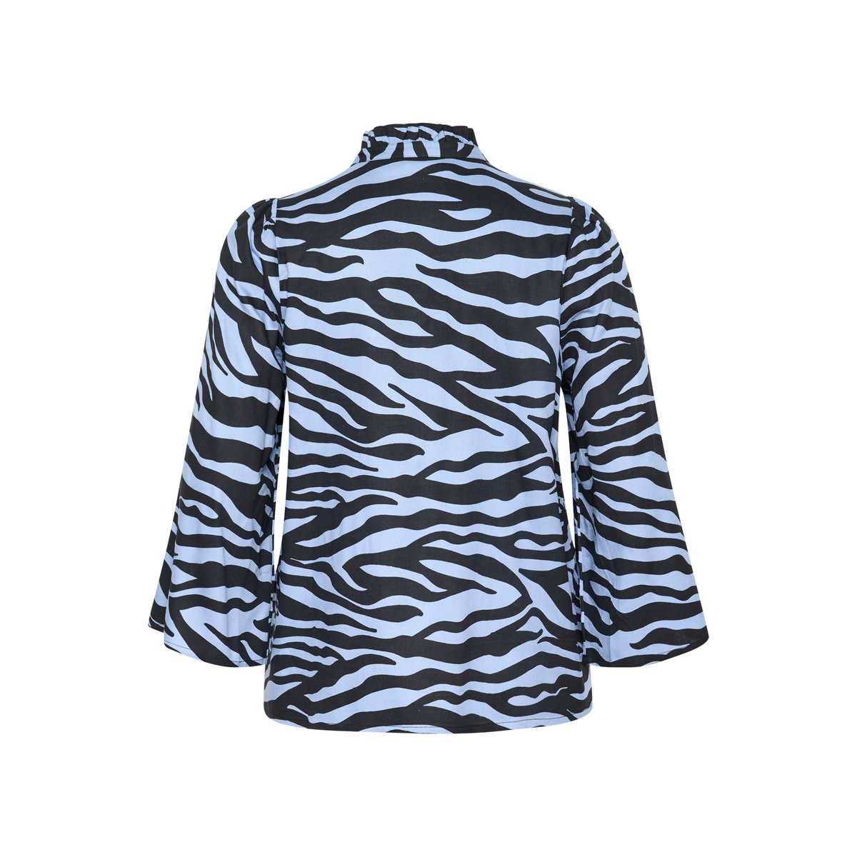 Blouse with short sleeve bleu/noir graphic, KAFFE CURVE