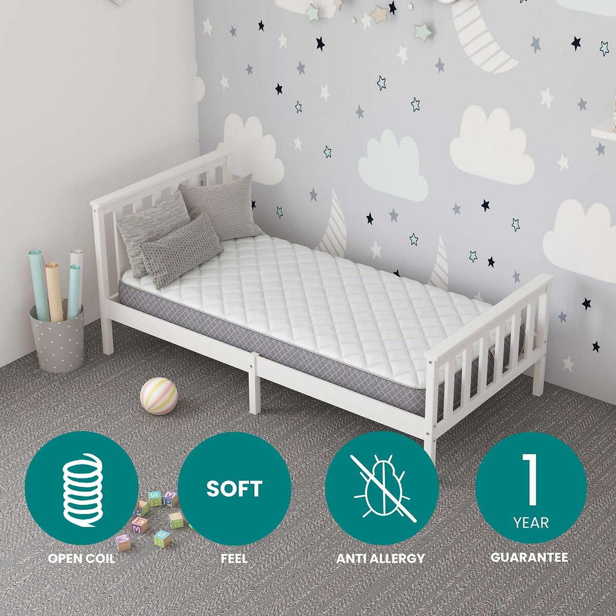 Kids Bonnell Mattress with OEKO-TEX Fabric white, ASPIRE