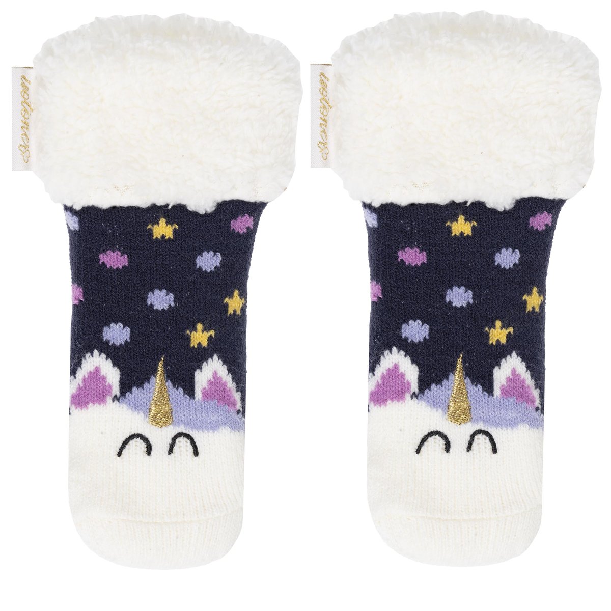 Chaussettes anti-dérapantes maille jacquard, picots antidérapants bleu, ISOTONER