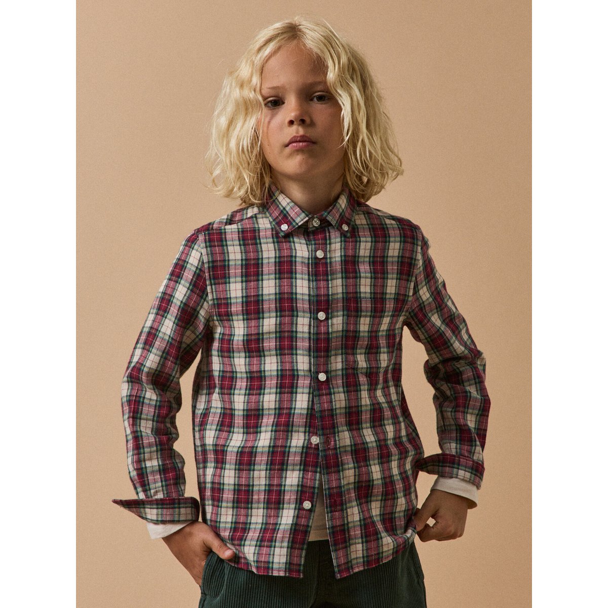 Chemise flanelisée carreaux ecossais rouge, CYRILLUS