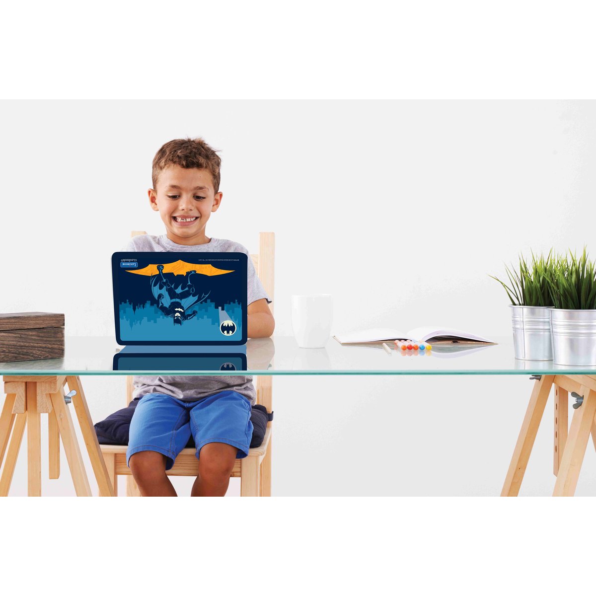 Ordinateur portable éducatif bilingue Batman français-anglais bleu marine, LEXIBOOK