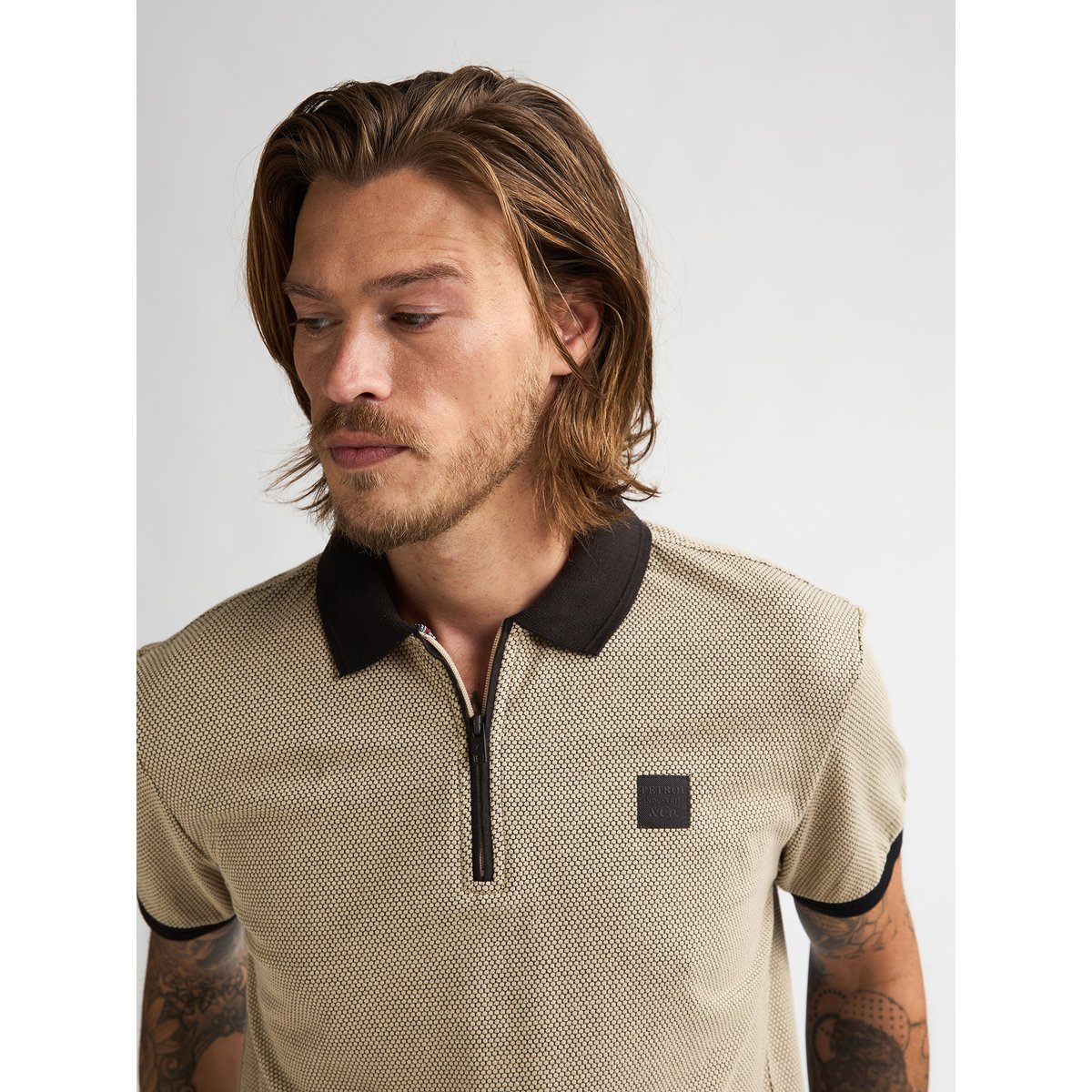 Polo en piqué turbo orange light tan, PETROL INDUSTRIES