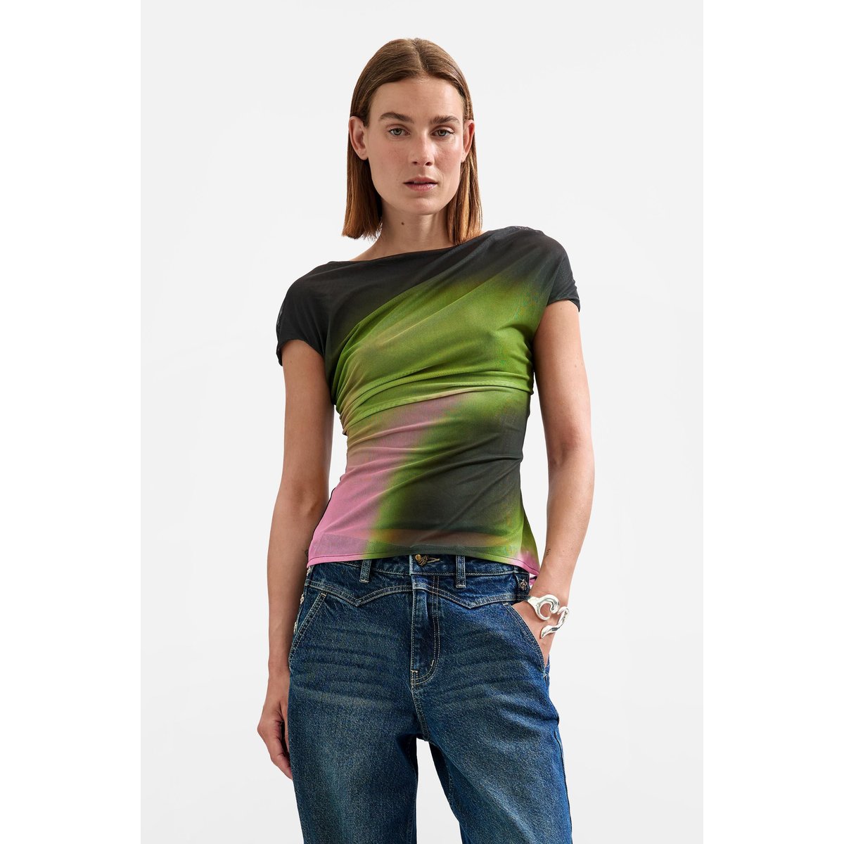 T-shirt en maille à manches courtes noir, DESIGUAL