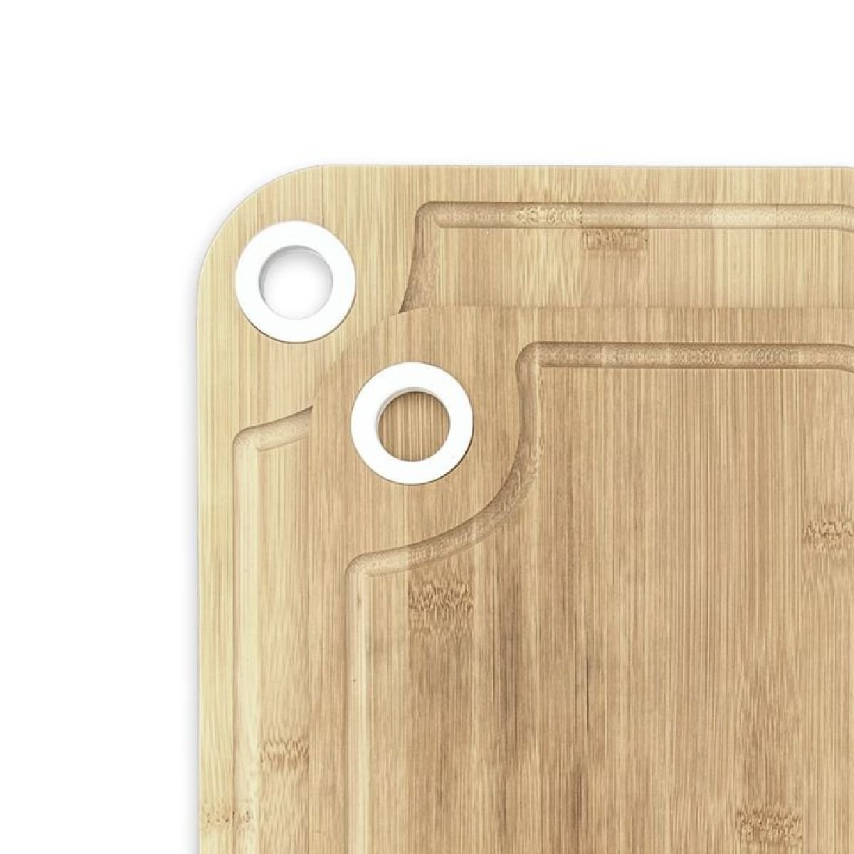 Lot de 2 planches à découper en bois et silicone KITCHEN blanc, UTILITY