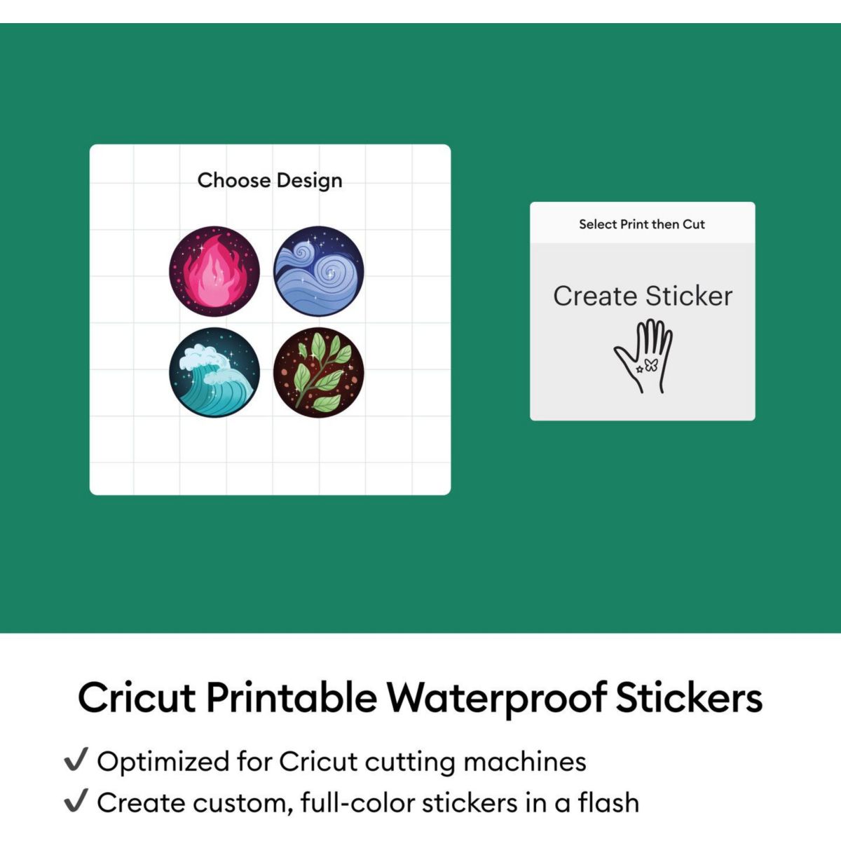 Accessoire Set de 6 stickers imperméables et imprim couleur unique, CRICUT