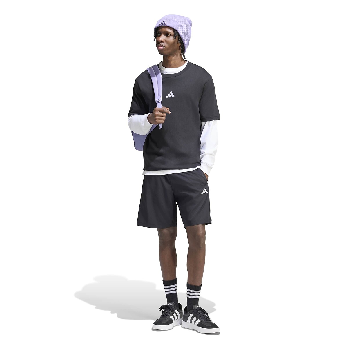 Short, longueur genou, ESSENTIALS noir/blanc, ADIDAS SPORTSWEAR