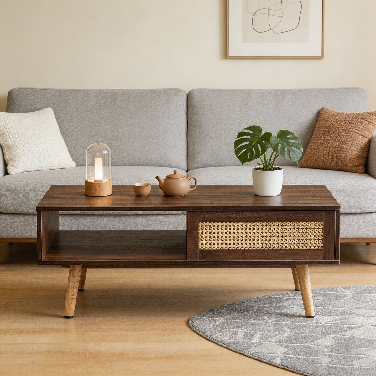 Table basse rectangulaire avec rangement, JORDIF walnut, MEUBLES COSY