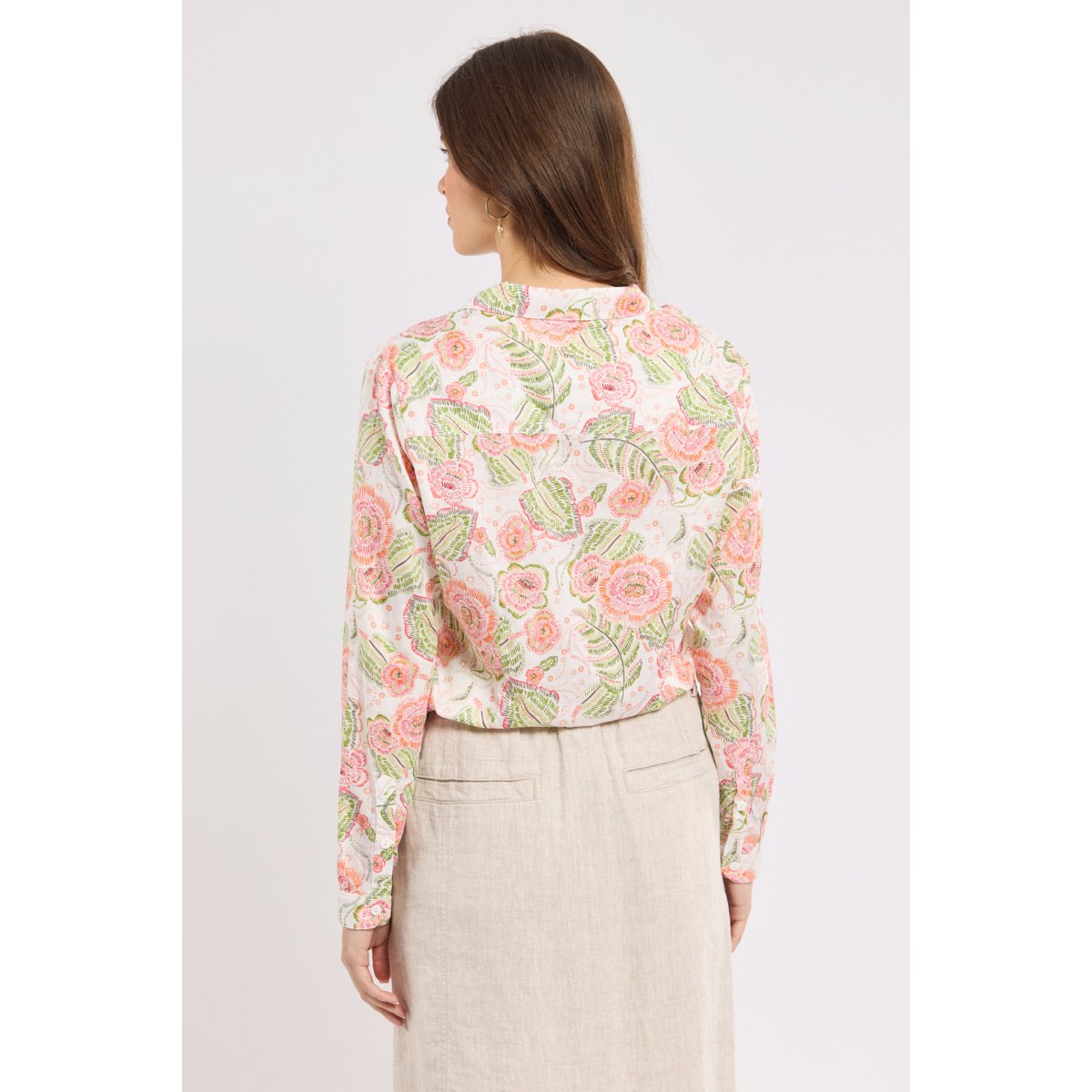 Chemise imprimée - coton imprimé fleurs crayonnées, ARMOR-LUX