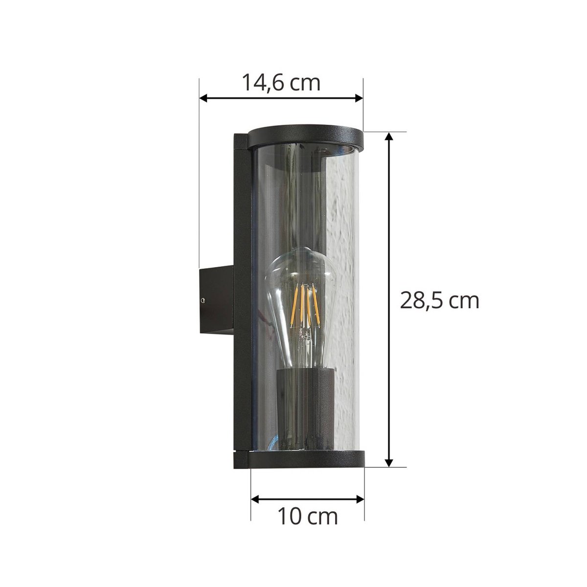 Applique extérieure en aluminium moderne noir, gris fumé, LUCANDE