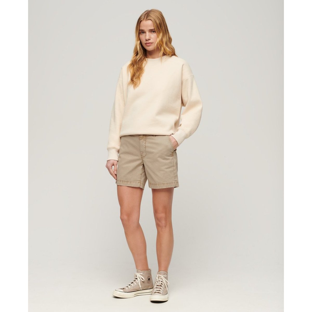 Short chino classique marron taupe délavé, SUPERDRY