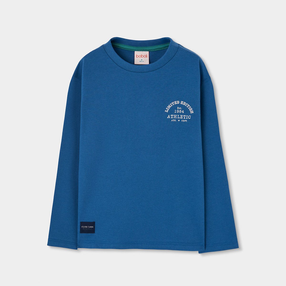 T-shirt en maille garçon avec broderie Athletic bleu, BOBOLI