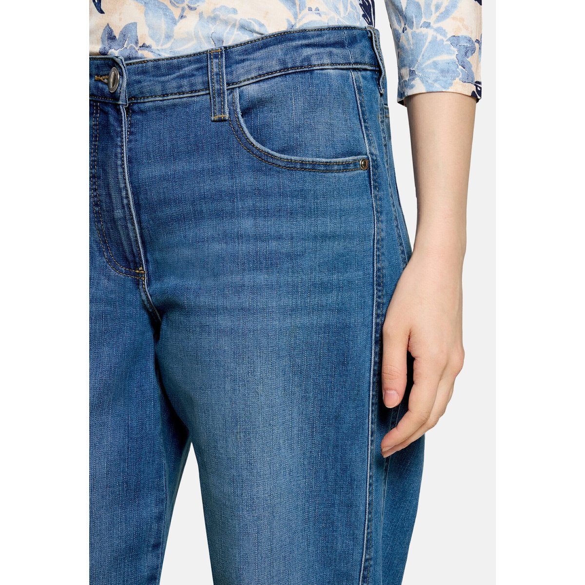 Pantalon casual unicolore bleu, BETTY BARCLAY