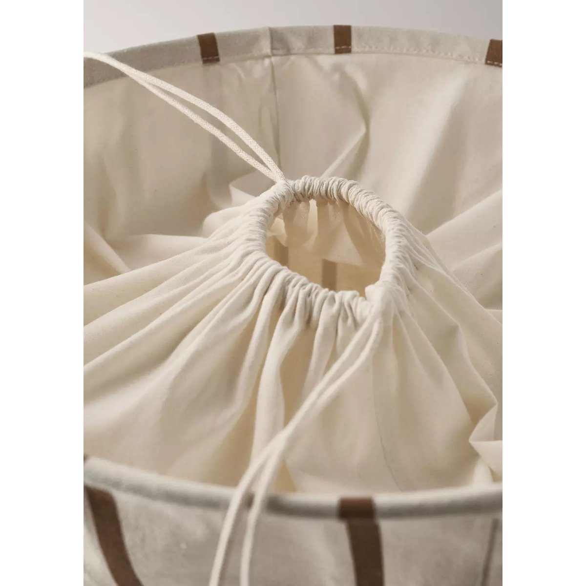 Panier textile à rayures cylindriques blanc, MANGO HOME