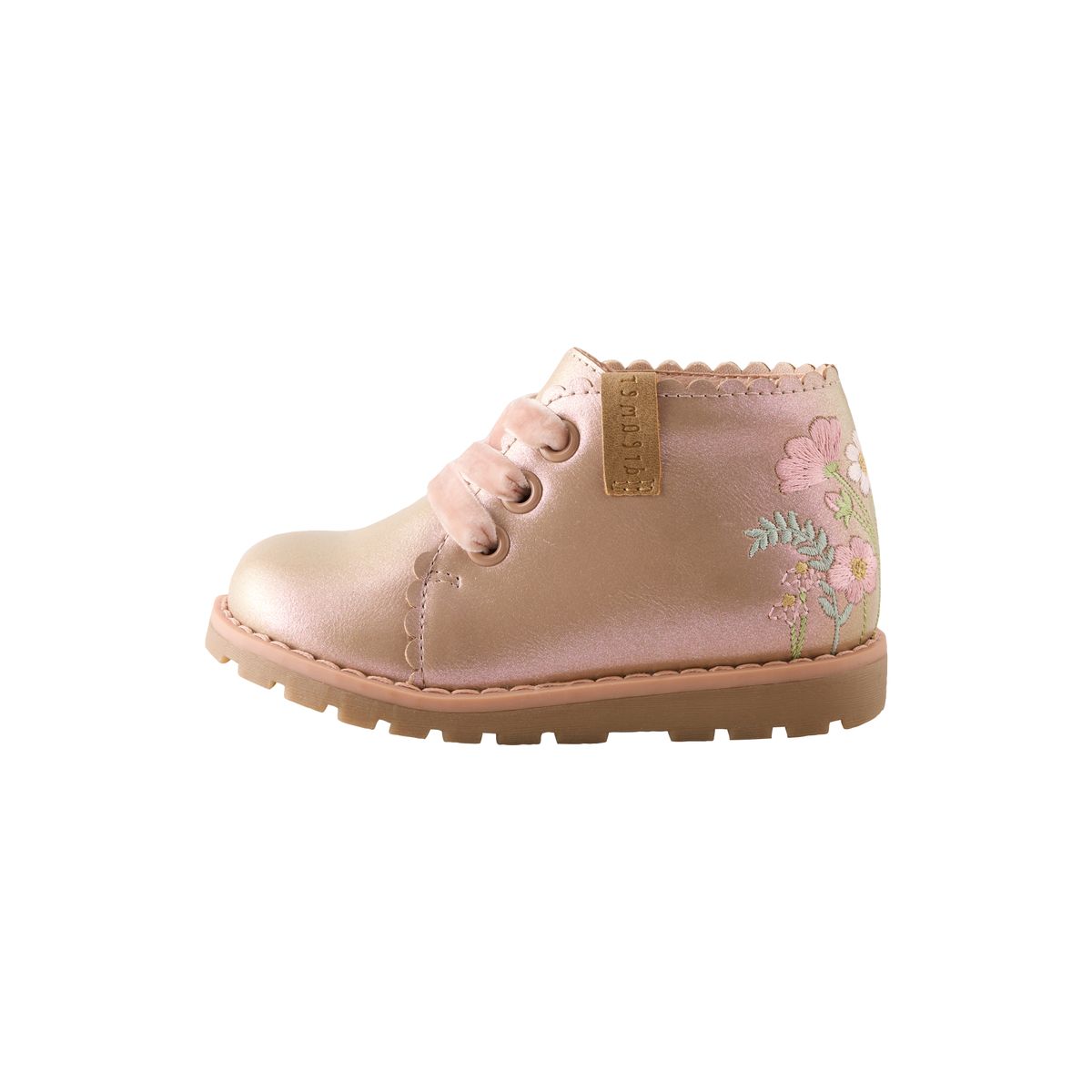 Bottines à lacets rose motif fleurs, NEXT