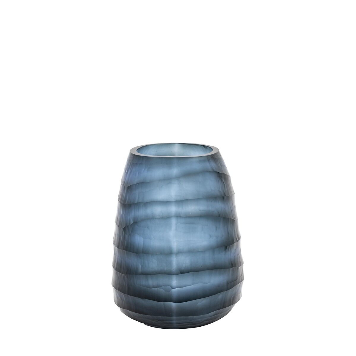 24cm Handblown Carved Glass Vase blue, ÉDITÉ