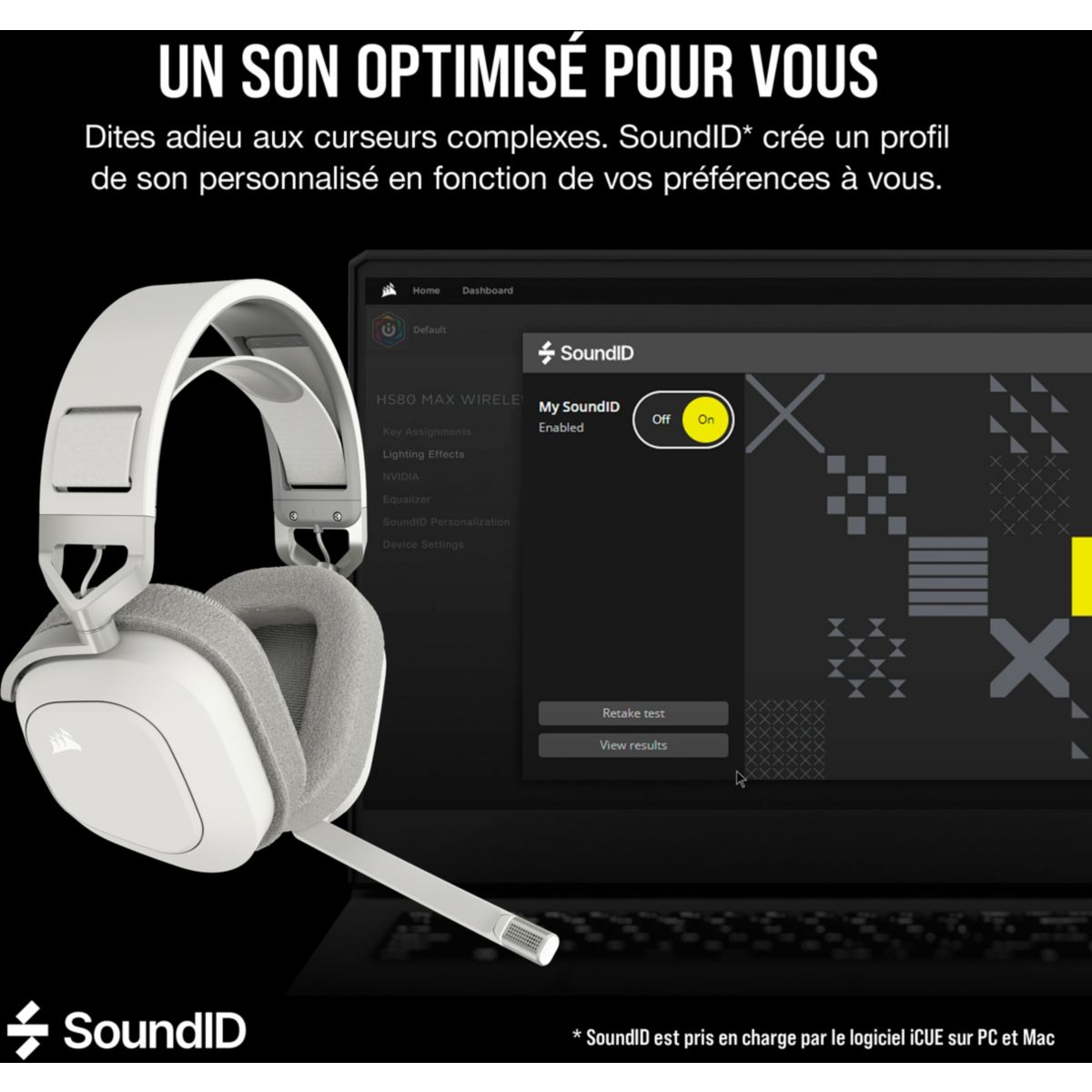 Casque gamer HS80 MAX Wireless blanc couleur unique, CORSAIR
