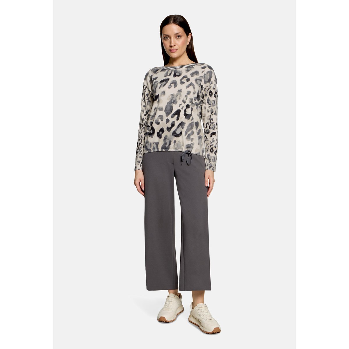Pull-over en maille à manches longues gris/beige, BETTY BARCLAY