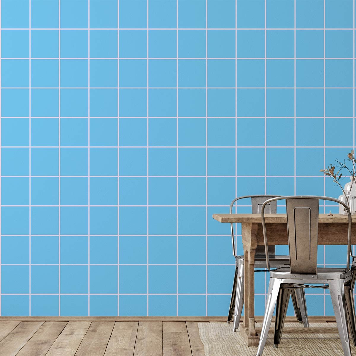 Papier peint carreaux bleu piscines intissé, HEXOA