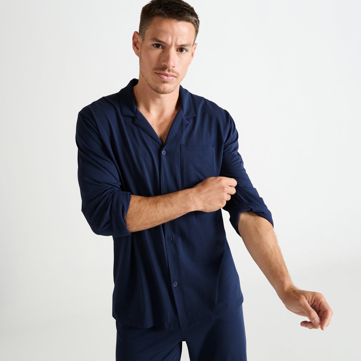 Chemise col tailleur en jersey BASILE nuit, LAURENCE TAVERNIER