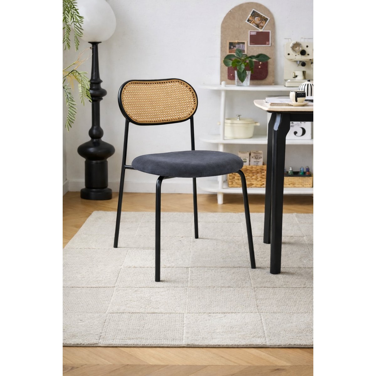 Lot de 2 chaises métal et cannage, OREBRO noir, NORDLYS