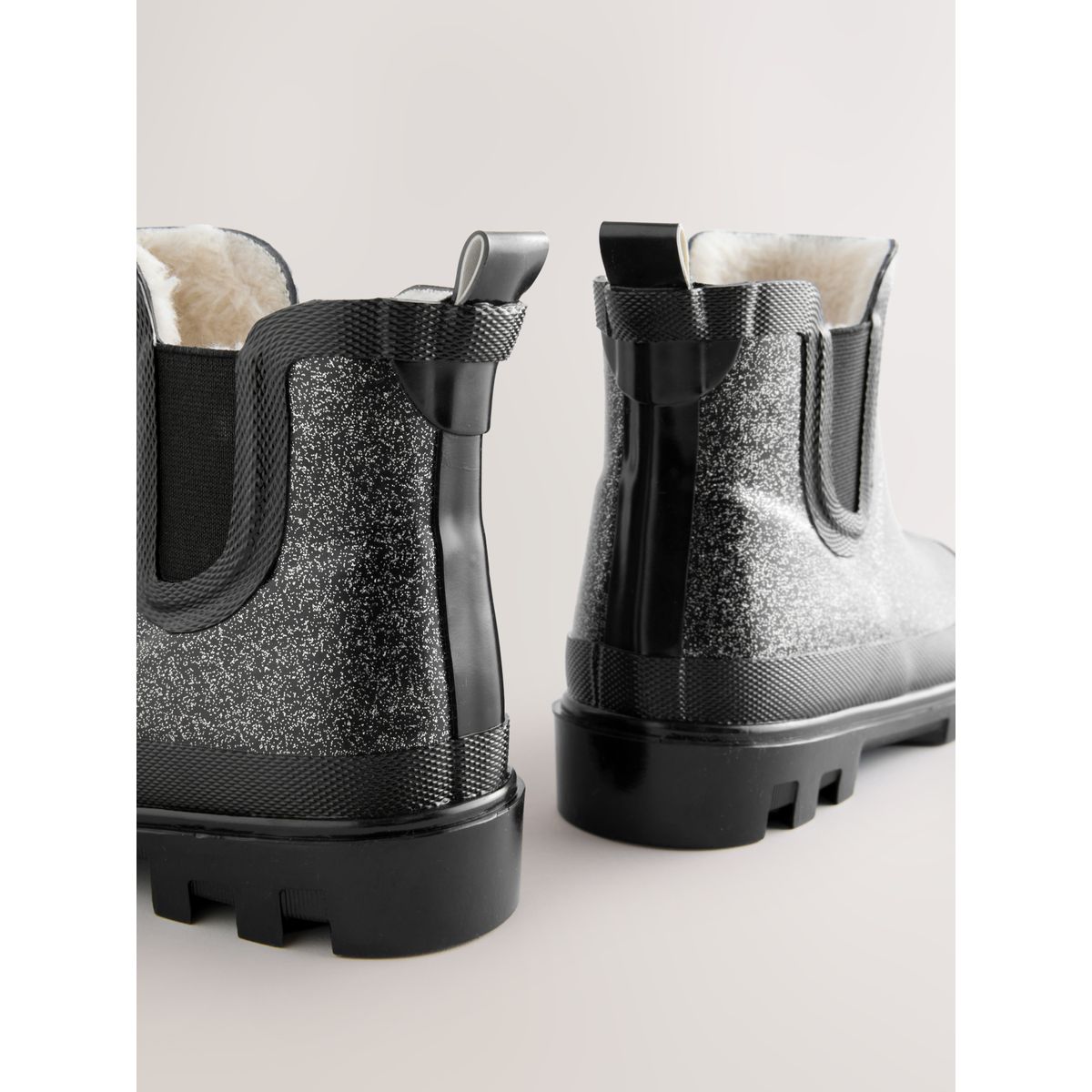 Bottines chelsea en caoutchouc noir pailleté, NEXT