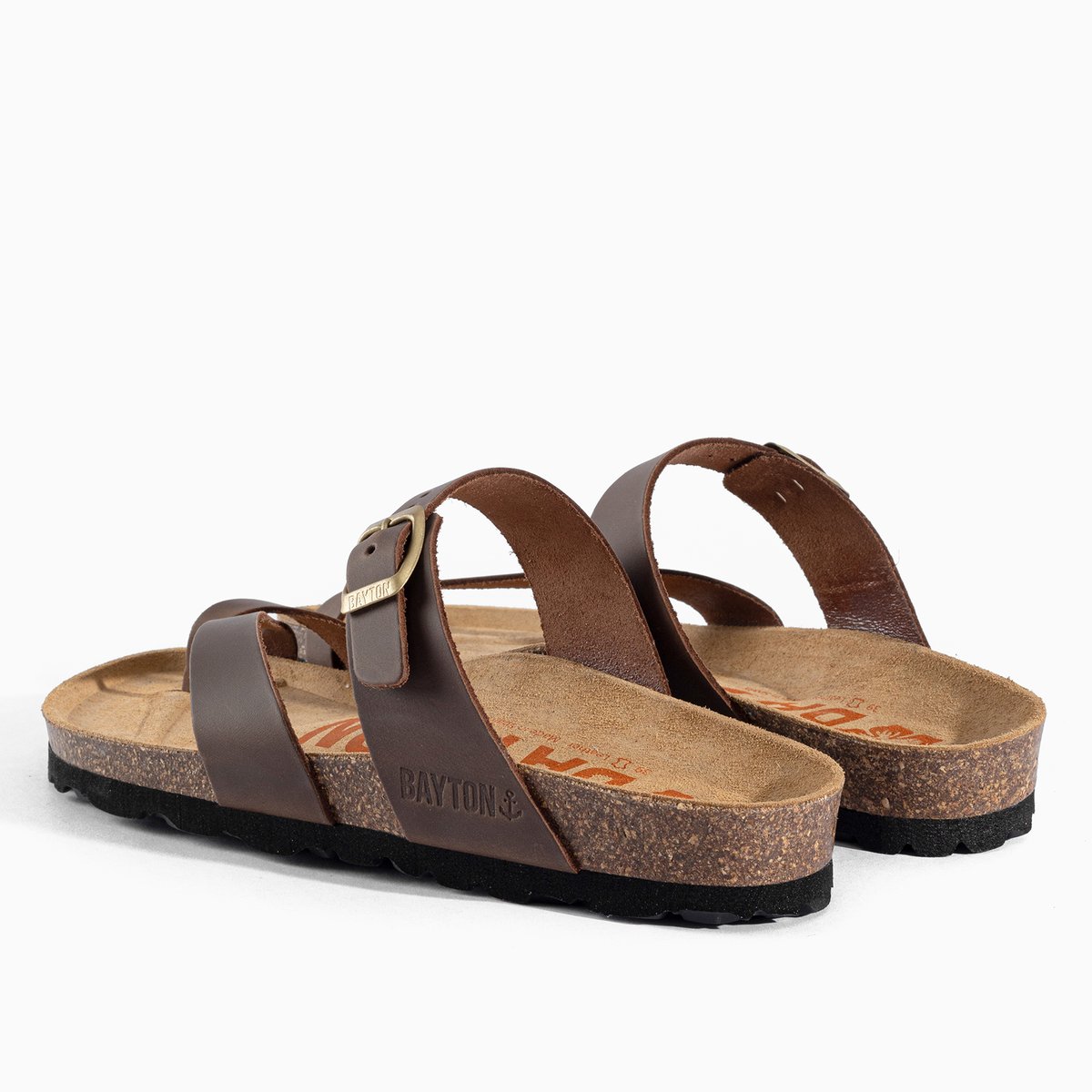 Tongs en cuir DIANE brown, BAYTON