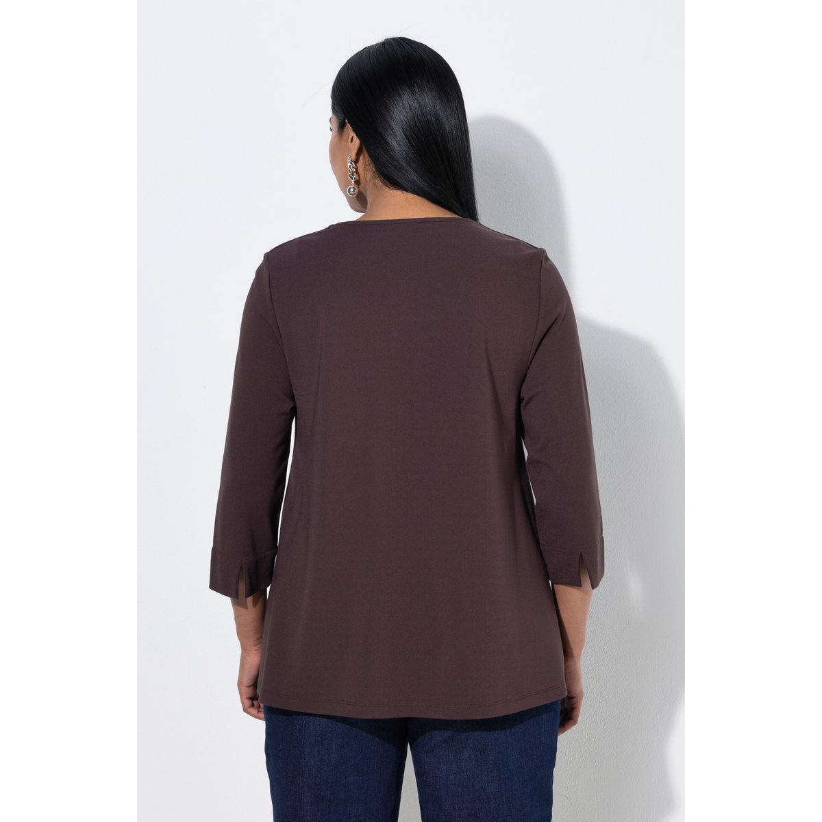T-shirt point de Rome, anneaux fantaisie acajou, ULLA POPKEN