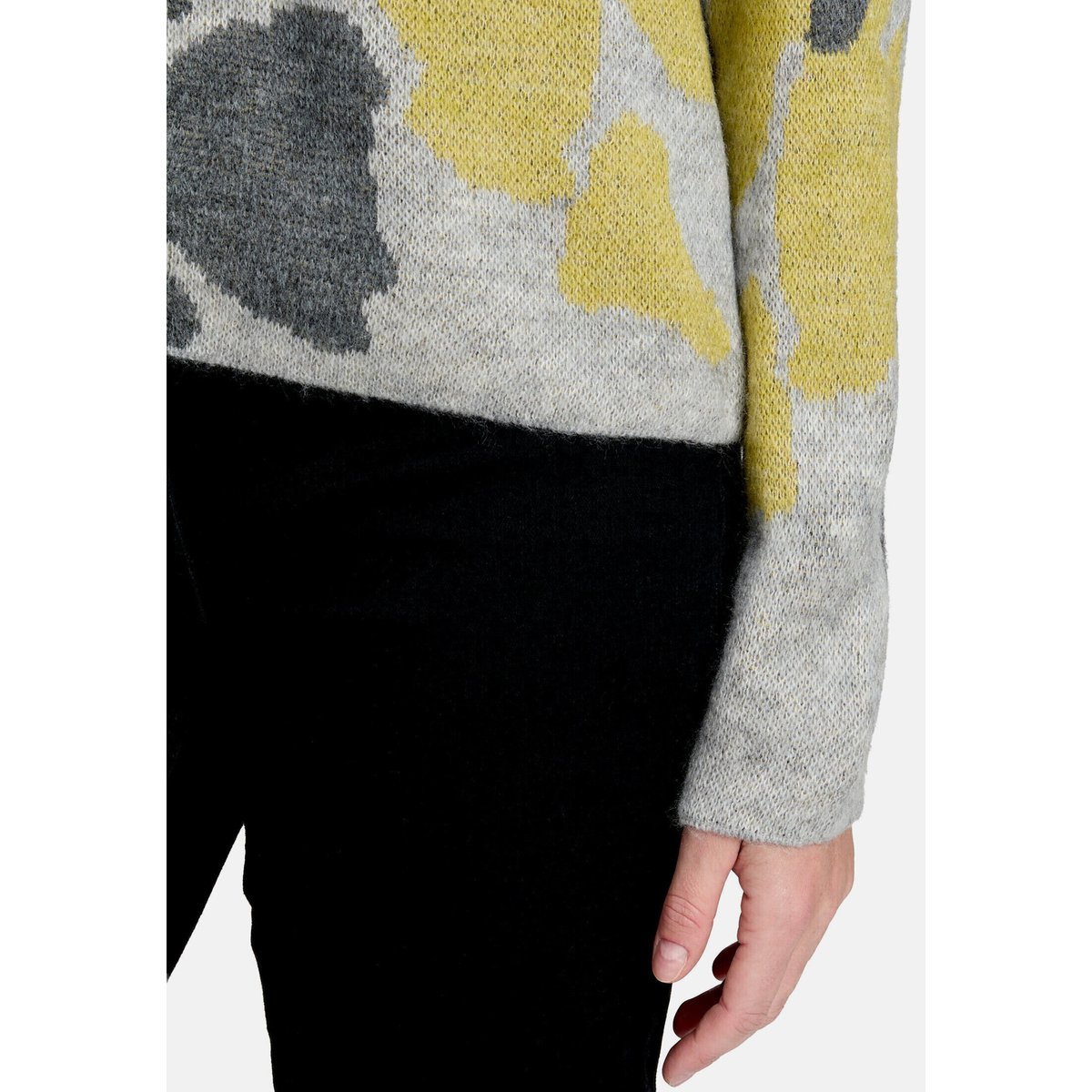 Pull-over en grosse maille à motif jacquard patch grey/green, BETTY BARCLAY