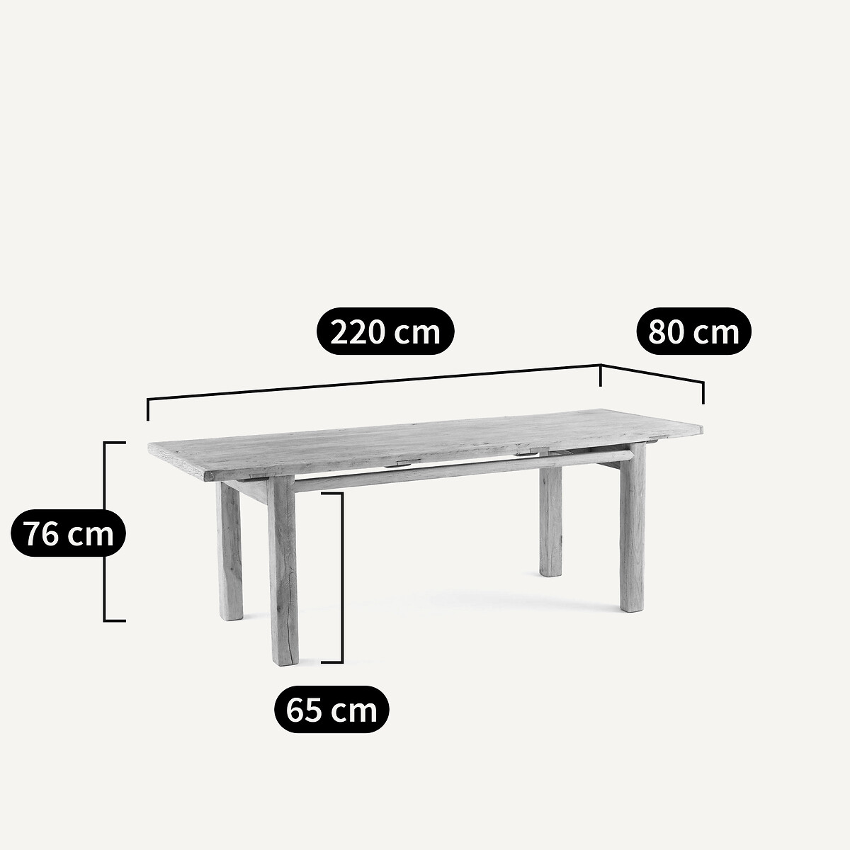 Table à manger, rectangulaire, orme massif recyclé, 8 personnes, SUMIKO naturel, AM.PM