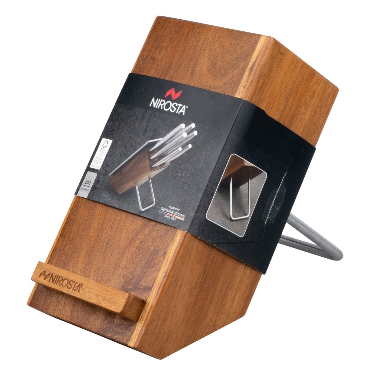 Bloc pour 7 couteaux avec support pour tablettes brun, NIROSTA