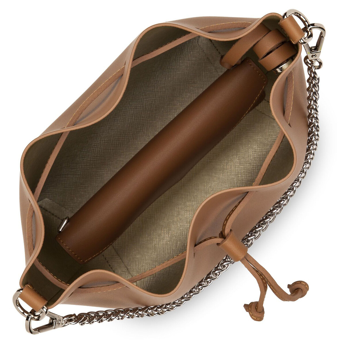 Petit sac seau en cuir PUR & ÉLÉMENT camel, LANCASTER