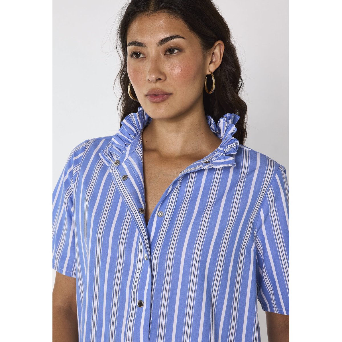 Robe droite rayée à manches courtes en coton BLAKE bleu roi, Maison 123