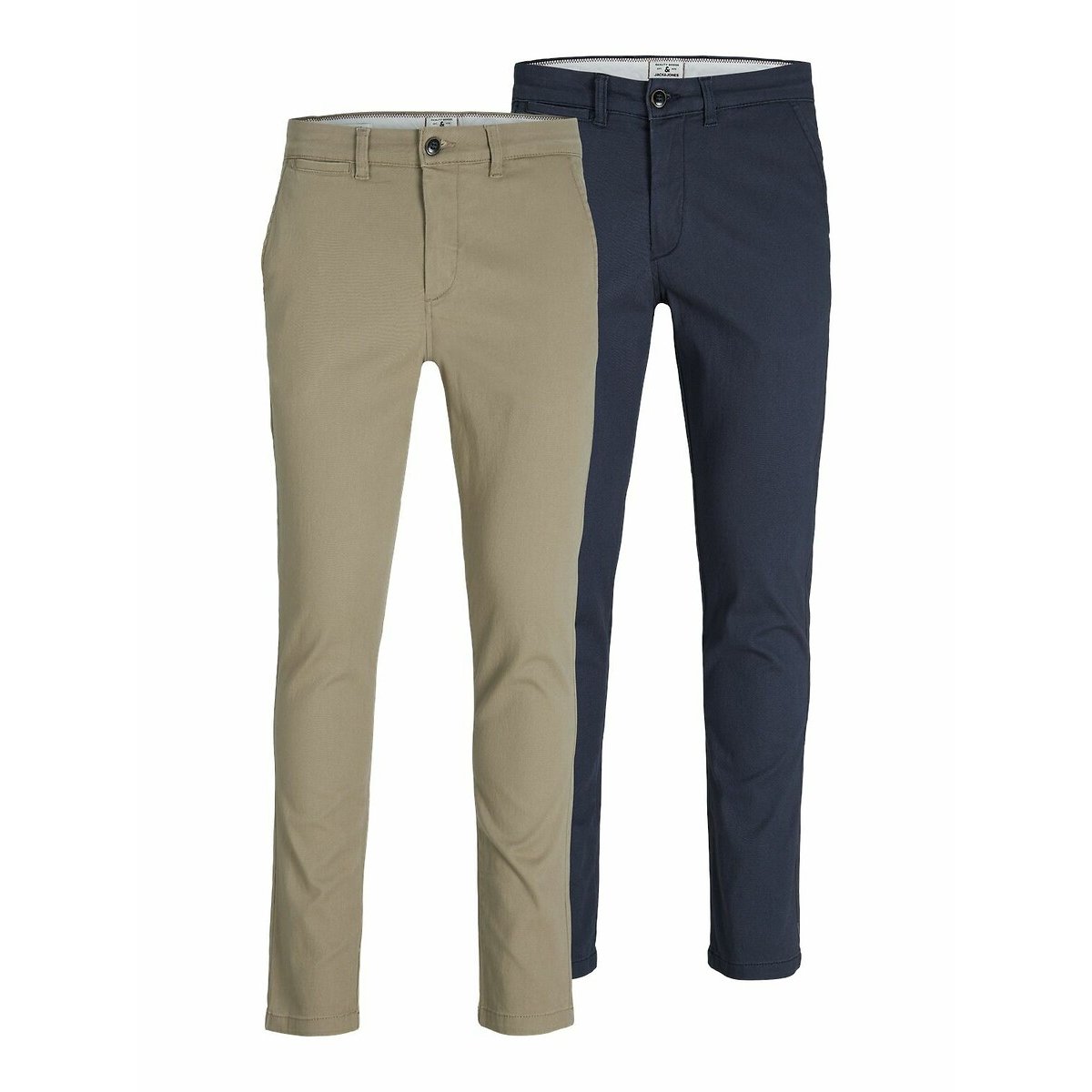 Lot de 2 chinos Marco beige + bleu marine, JACK & JONES