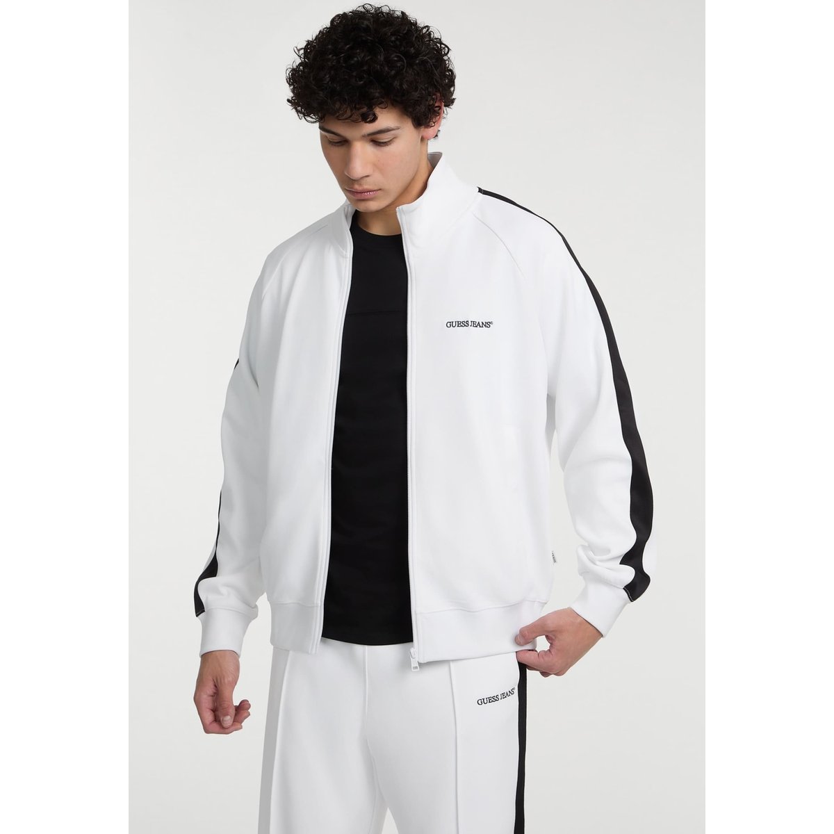 Sweat-Shirt Avec Bande Contrastée Sur Le Côté blanc, GUESS