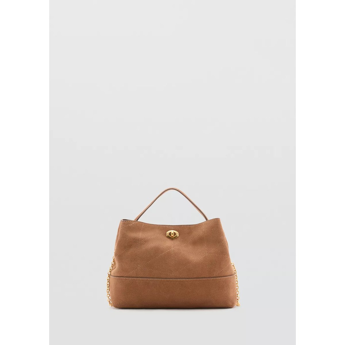 Sac seau cuir marron moyen, MANGO