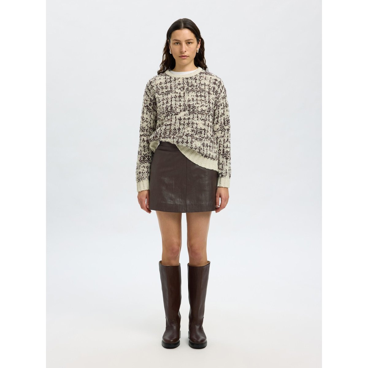 Mini-Jupe En Cuir marron - delicioso, SELECTED