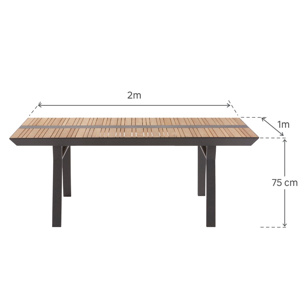 Table de jardin en aluminium, IONIS gris, NATERIAL