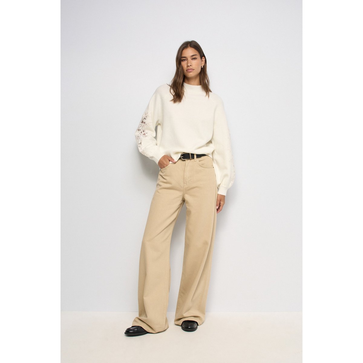 PULL EN MAILLE AVEC DENTELLE noir, SALSA JEANS