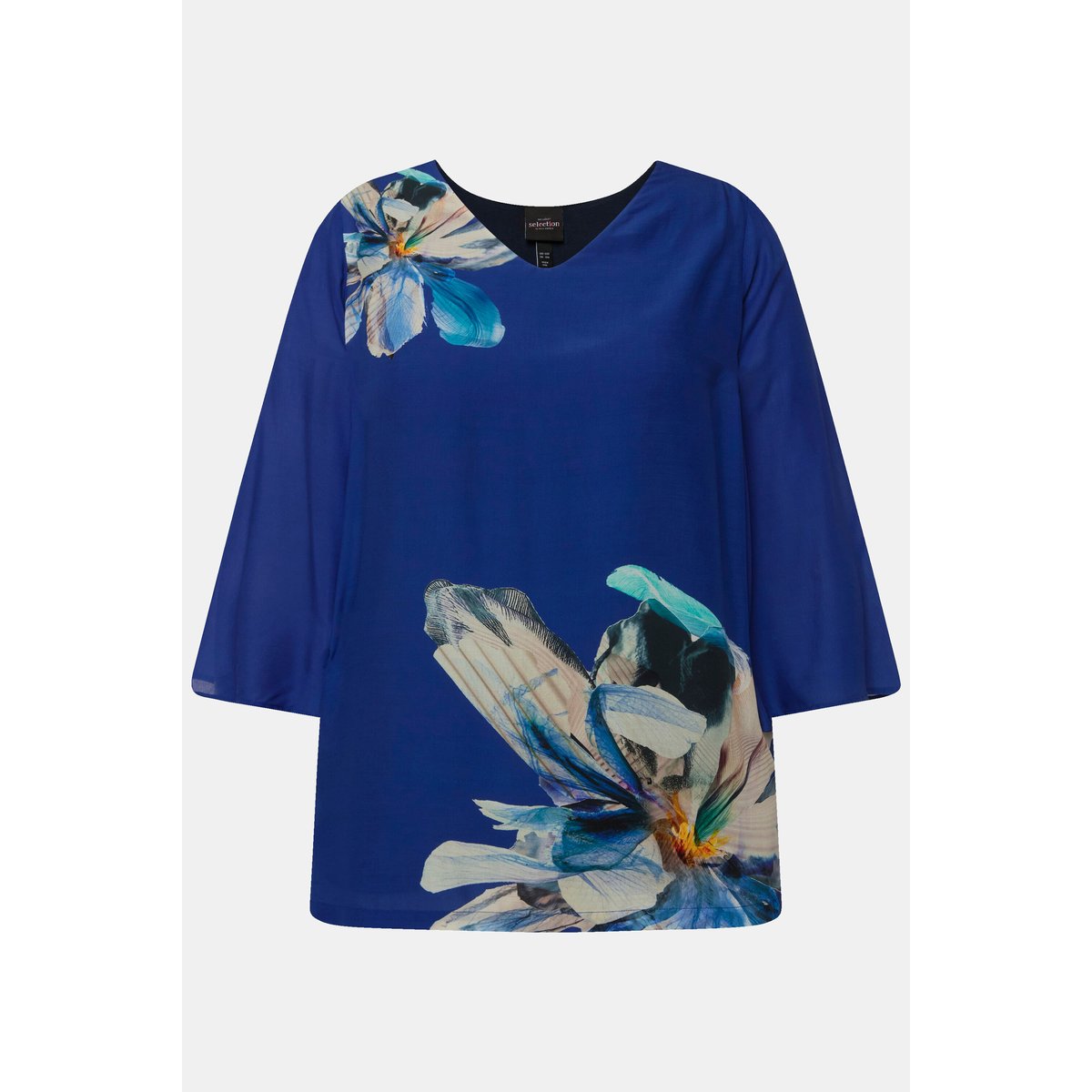 Blouse oversized à fleurs saphir foncé, ULLA POPKEN