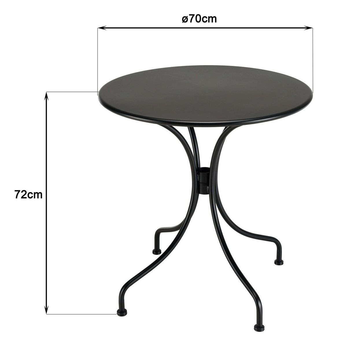 Salon de jardin 1 table ronde métal noir D70 cm - 2 fauteuils cordage couleur naturelle 1 coussin noir GIJON noir, PIER IMPORT