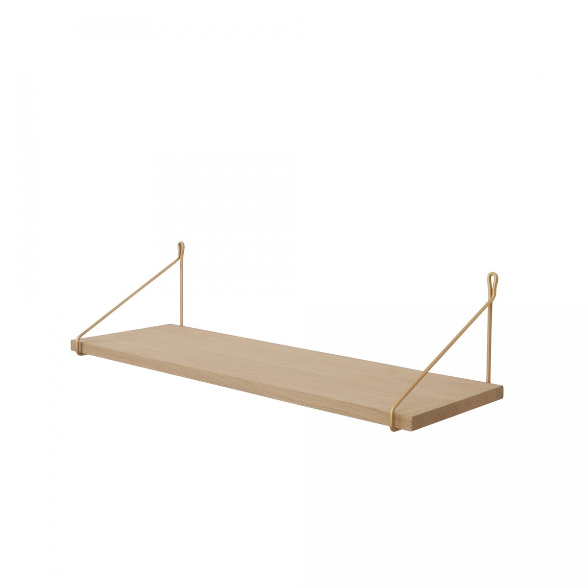 Etagère Vintage Chêne Premium Brut 80 x 25 cm equerre laiton, ARCHIV