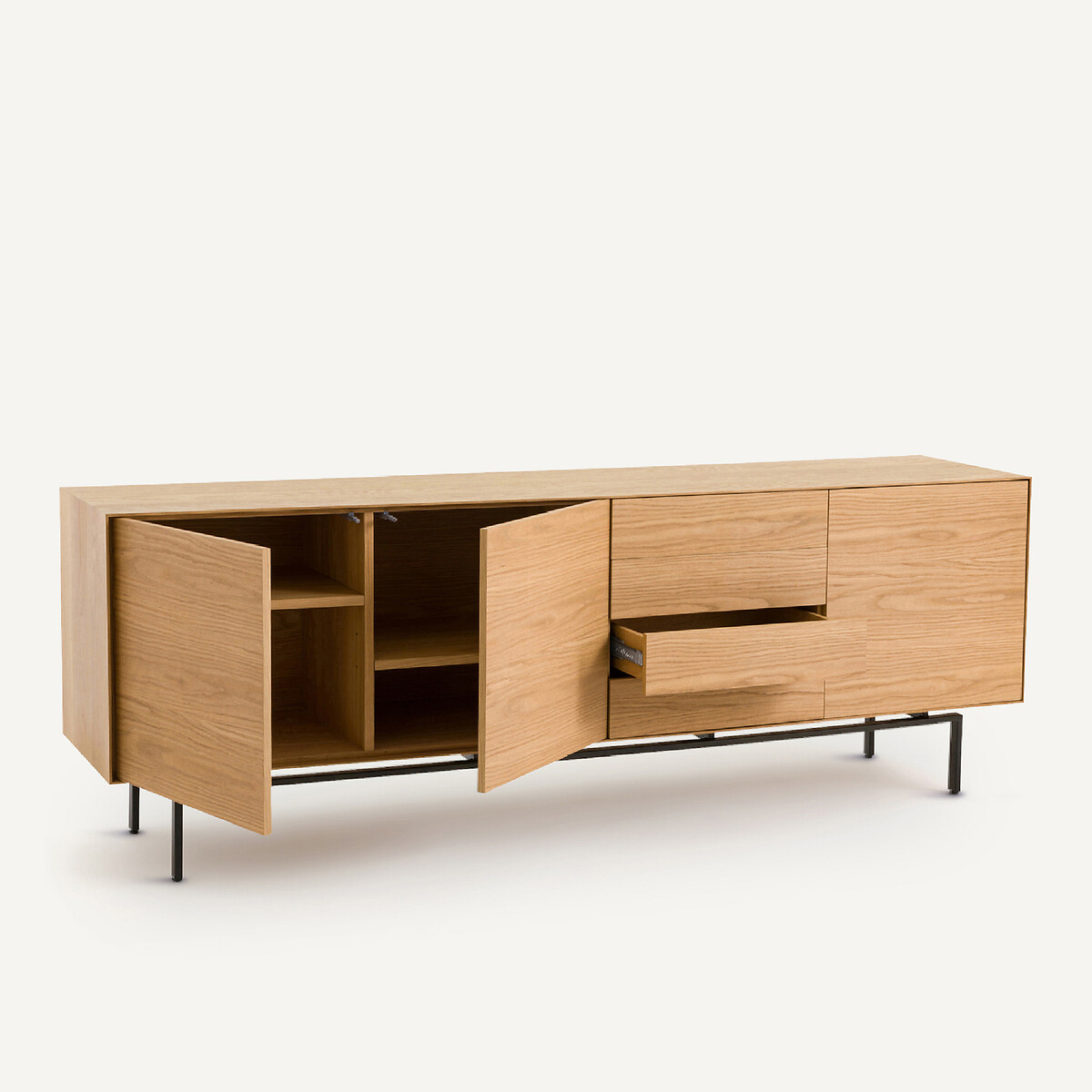 Credenza bassa in rovere impiallacciato, Oreko quercia naturale, AM.PM