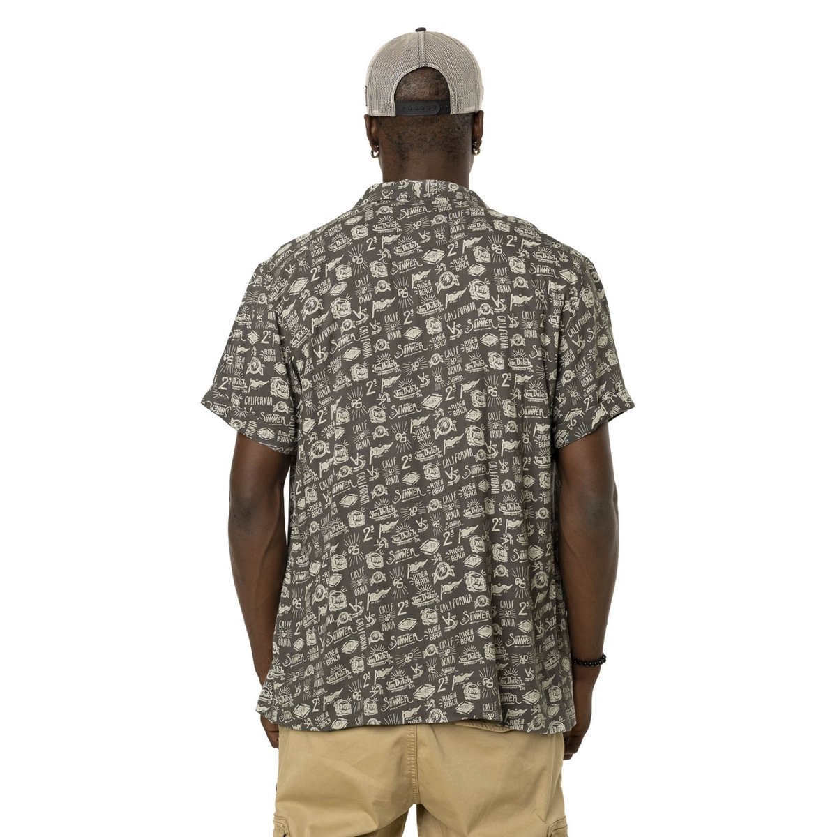 Chemise en viscose AOP kaki/blanc, VON DUTCH