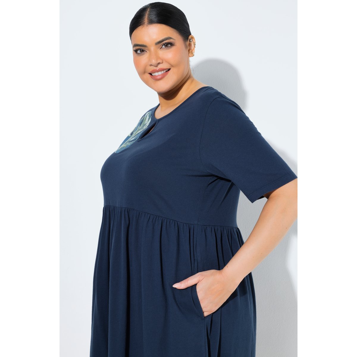 Robe maxi en jersey marine, ULLA POPKEN