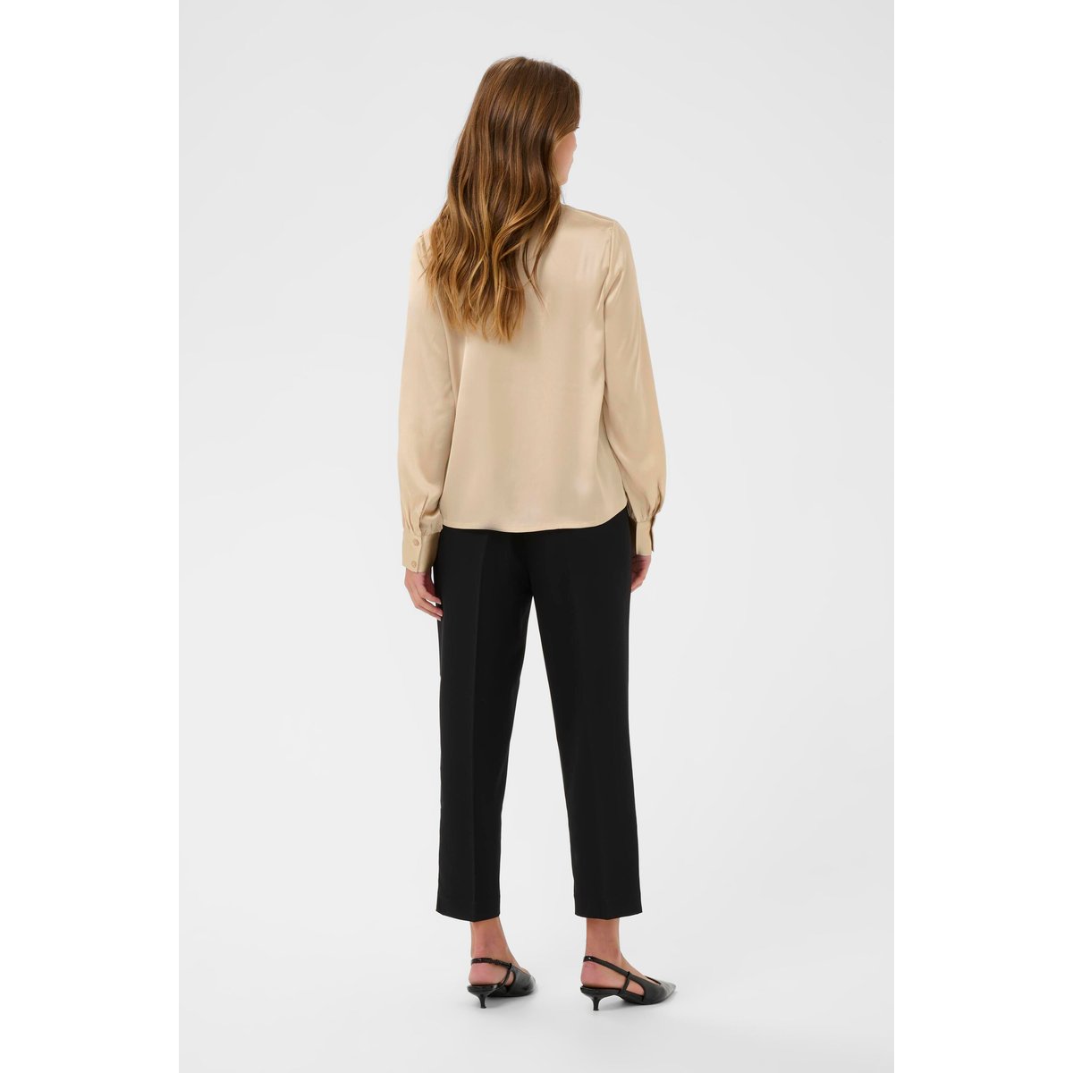 Chemise à manches longues beige oxford tan, KAFFE