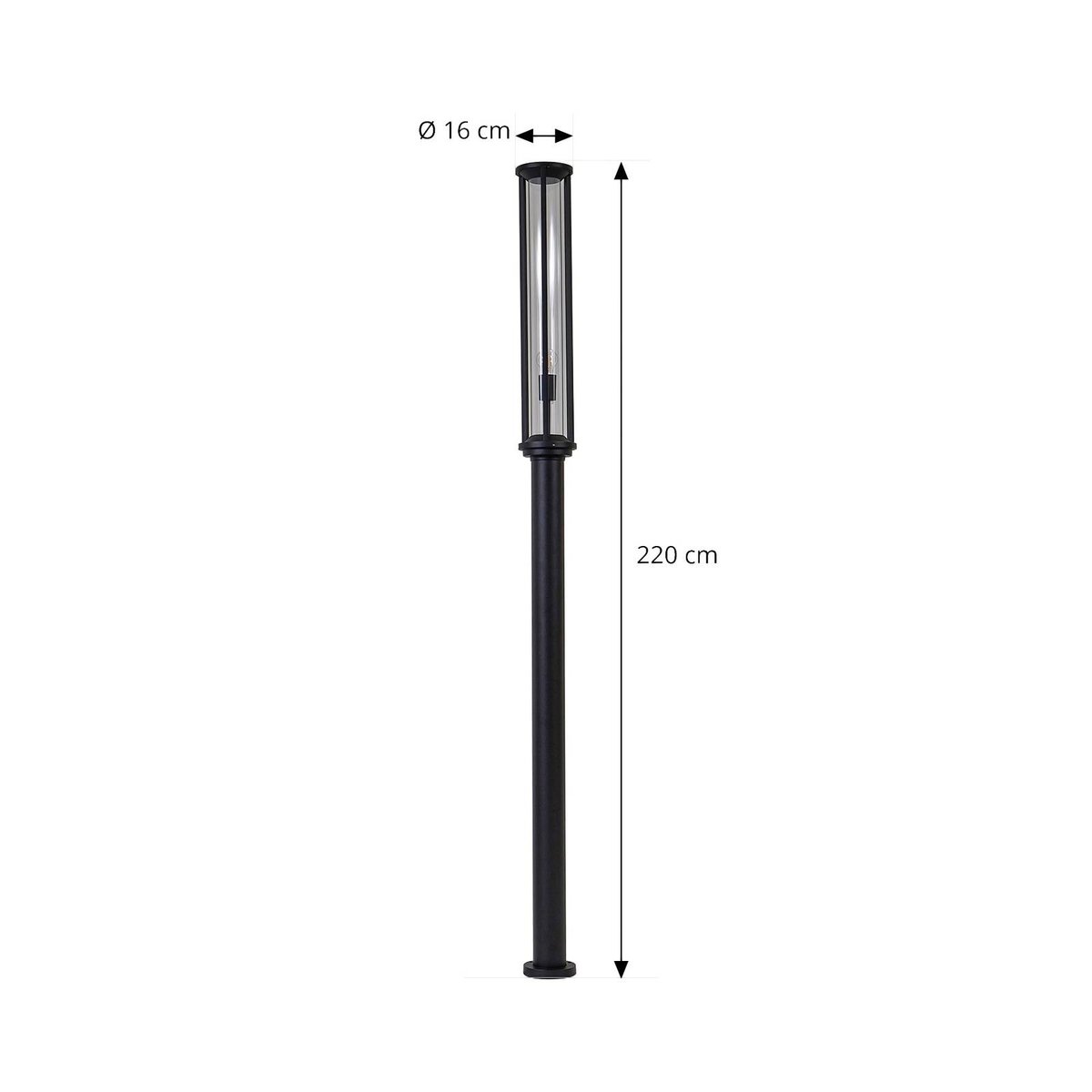 Lampadaire extérieur en aluminium moderne noir, LUCANDE