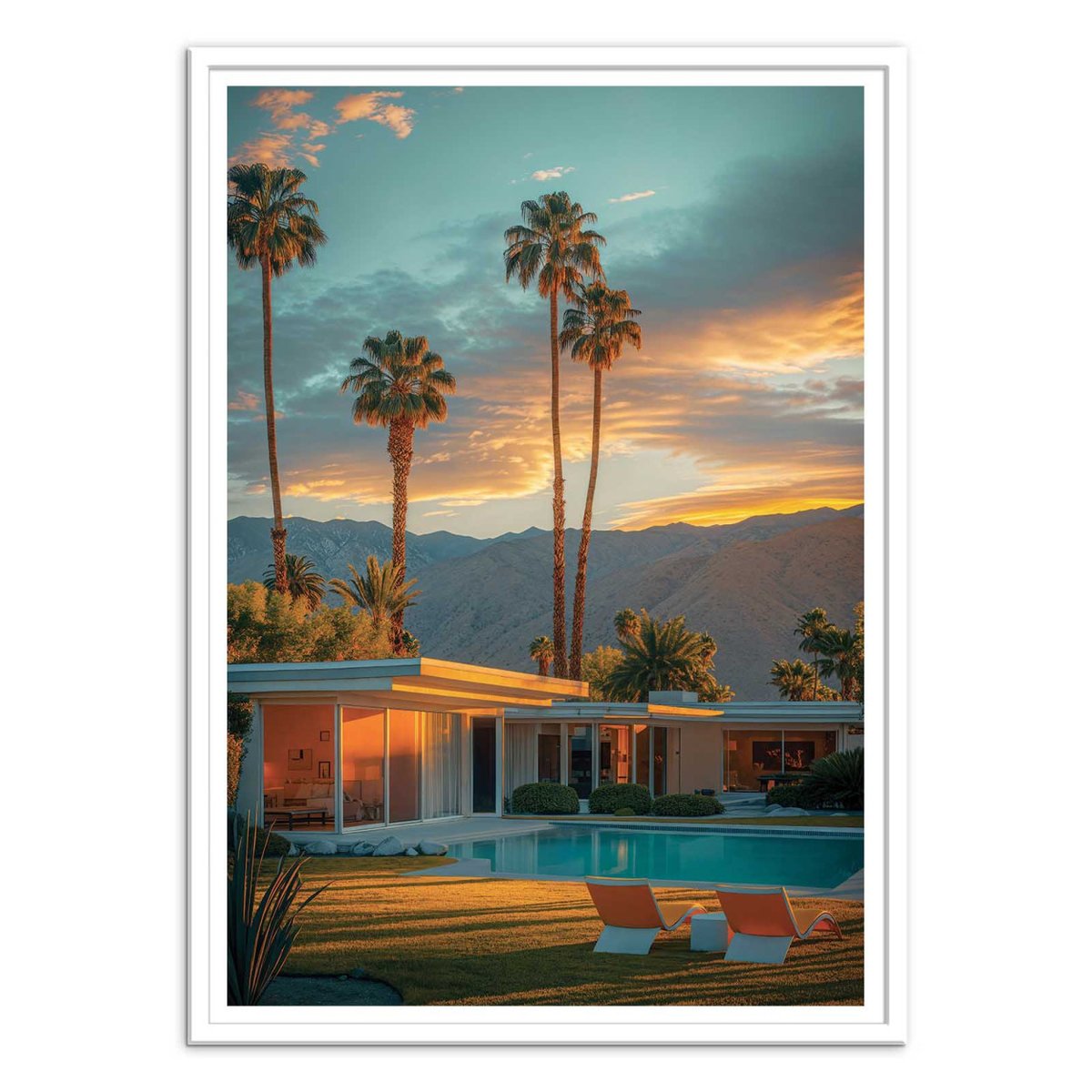 Affiche d'art - Palm Springs Golden Sunset - Philippe Hugonnard couleur unique, WALL EDITIONS