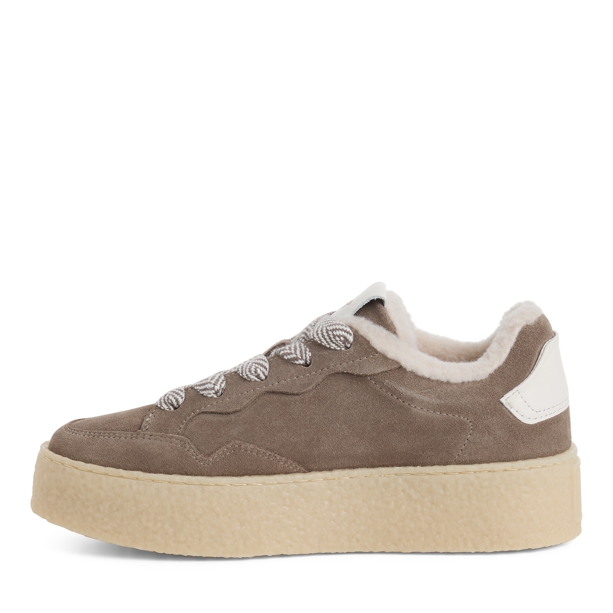 Basket en cuir marron taupe, TAMARIS