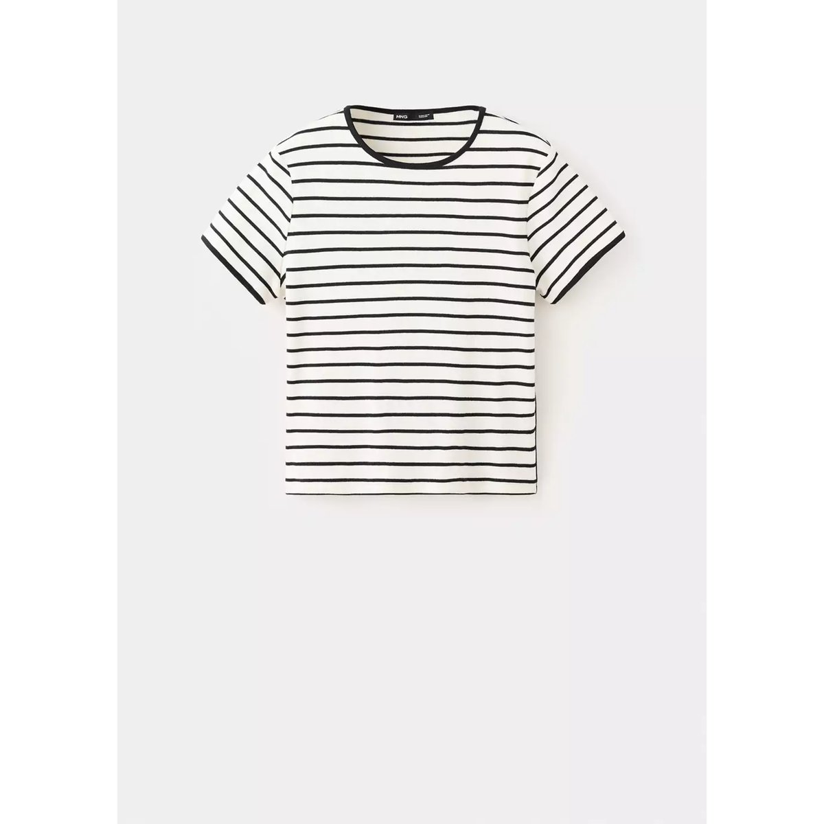 T-shirt coton liserés contrastants noir, MANGO