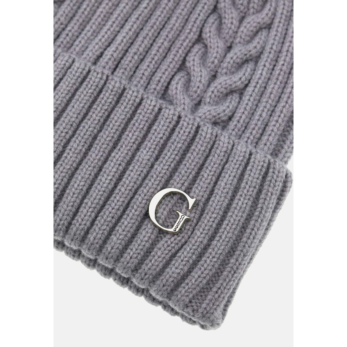 Bonnet En Maille Avec Logo gris, GUESS